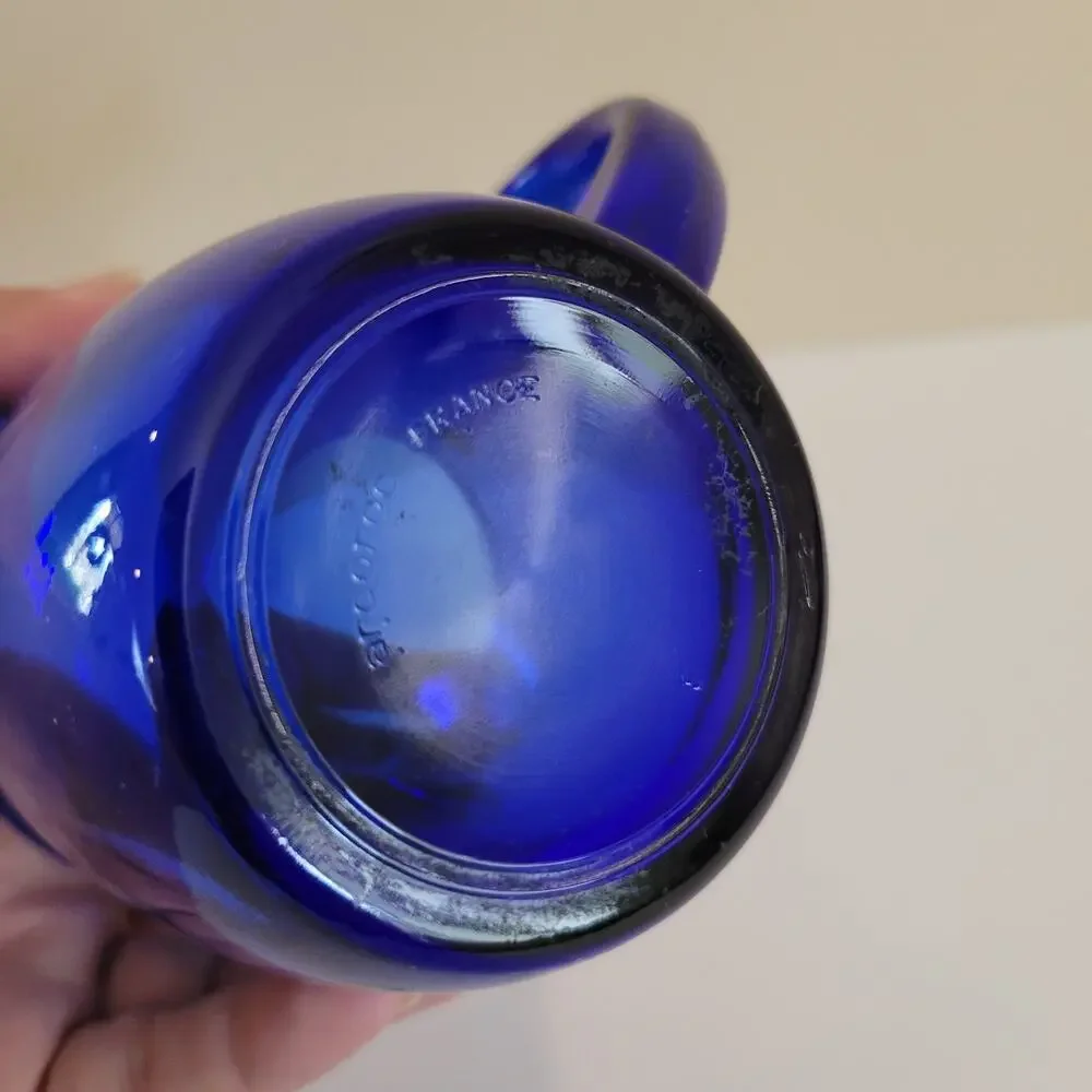 Arcoroc France Cobalt Blue Glass Coffee Mug 3.75